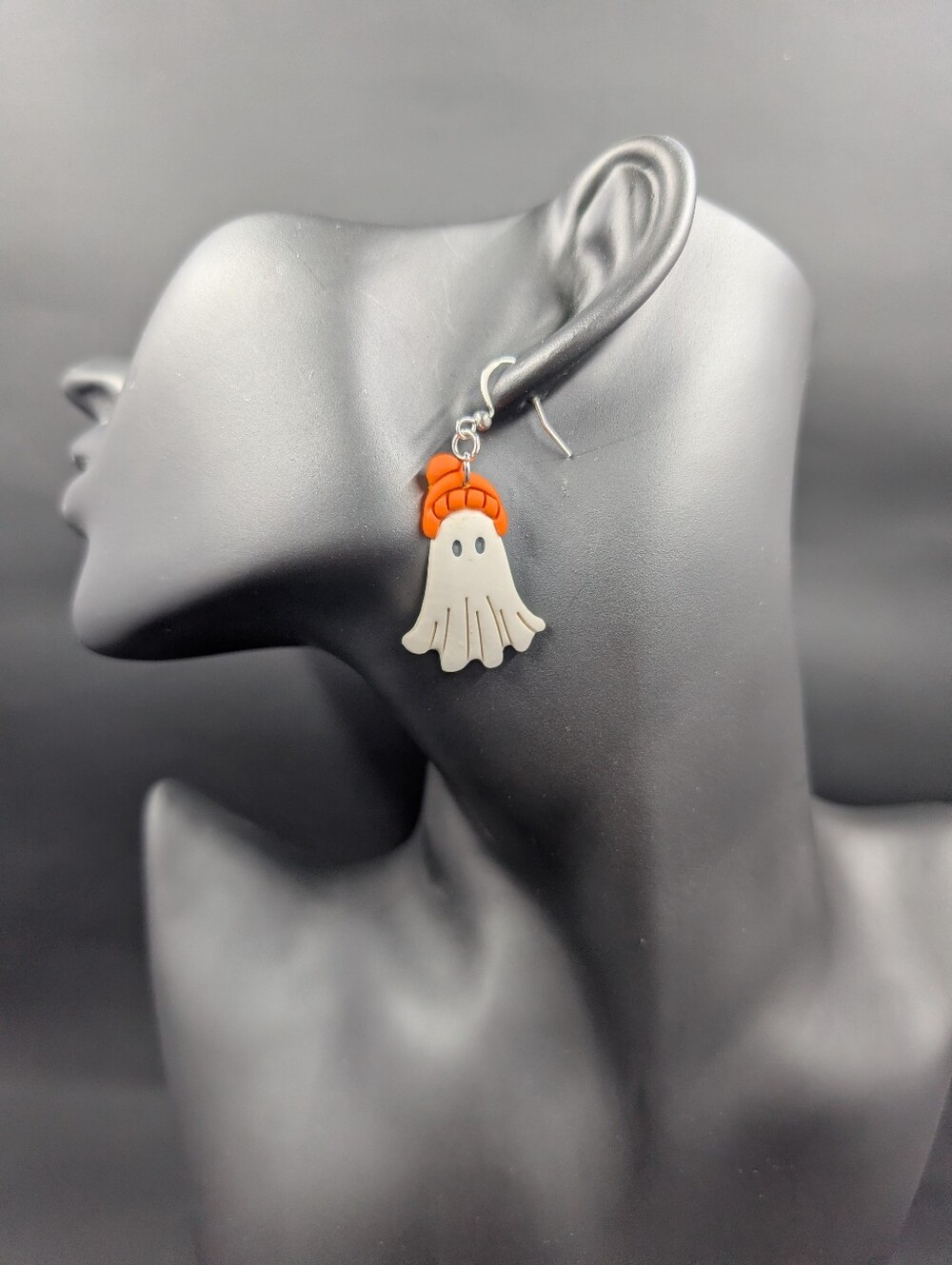 Ghost  Drop Earrings with Orange Toque